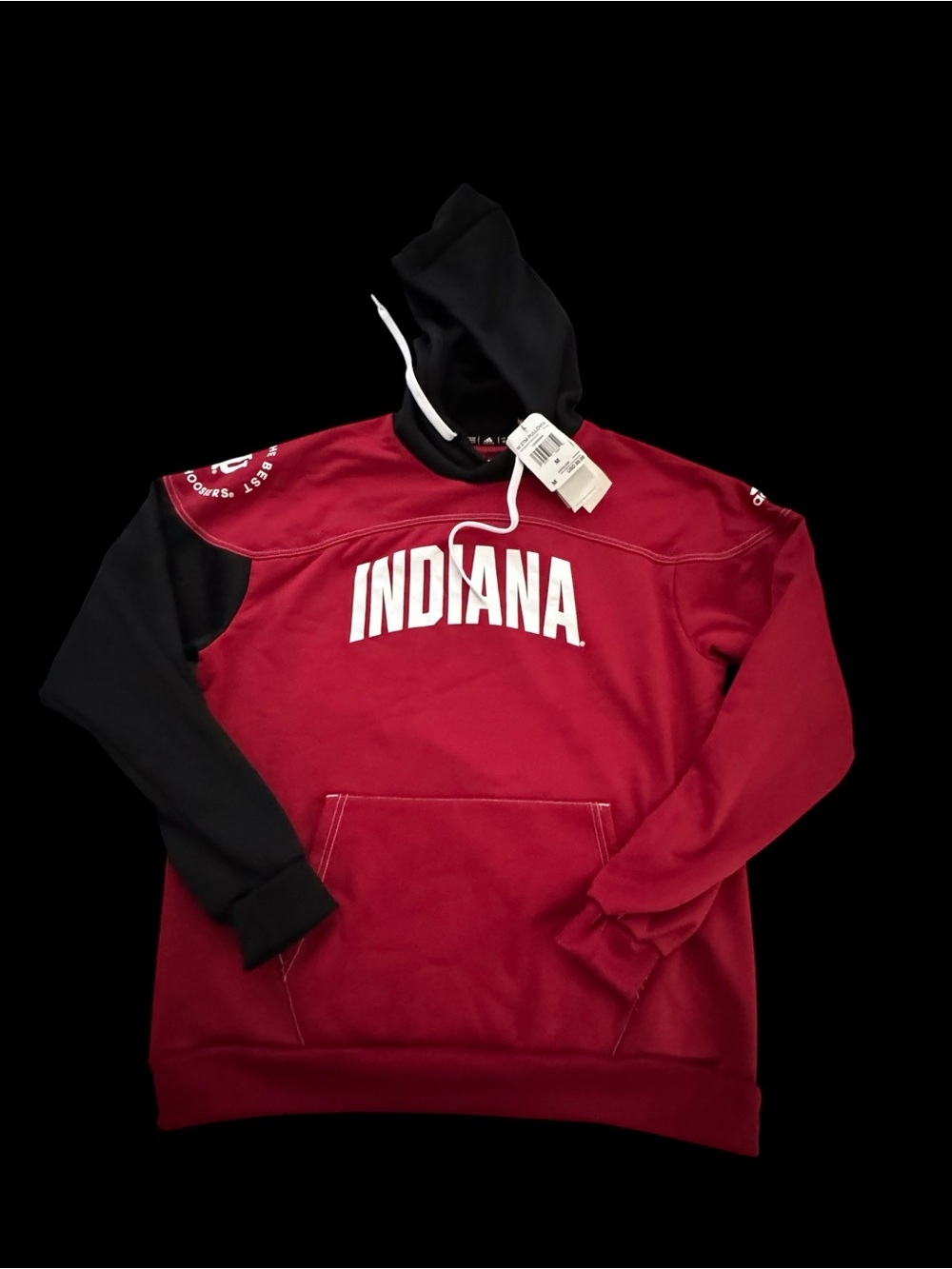 New Adidas Indiana Men's Hooded Sweatshirt - Red/Black medium